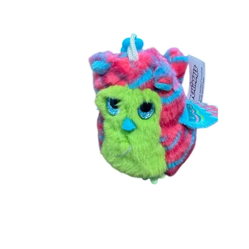 Hatchimals Fabula Forest Pink Green Owl Bird Toy Clip Con Chain Plush Toy 3.5”